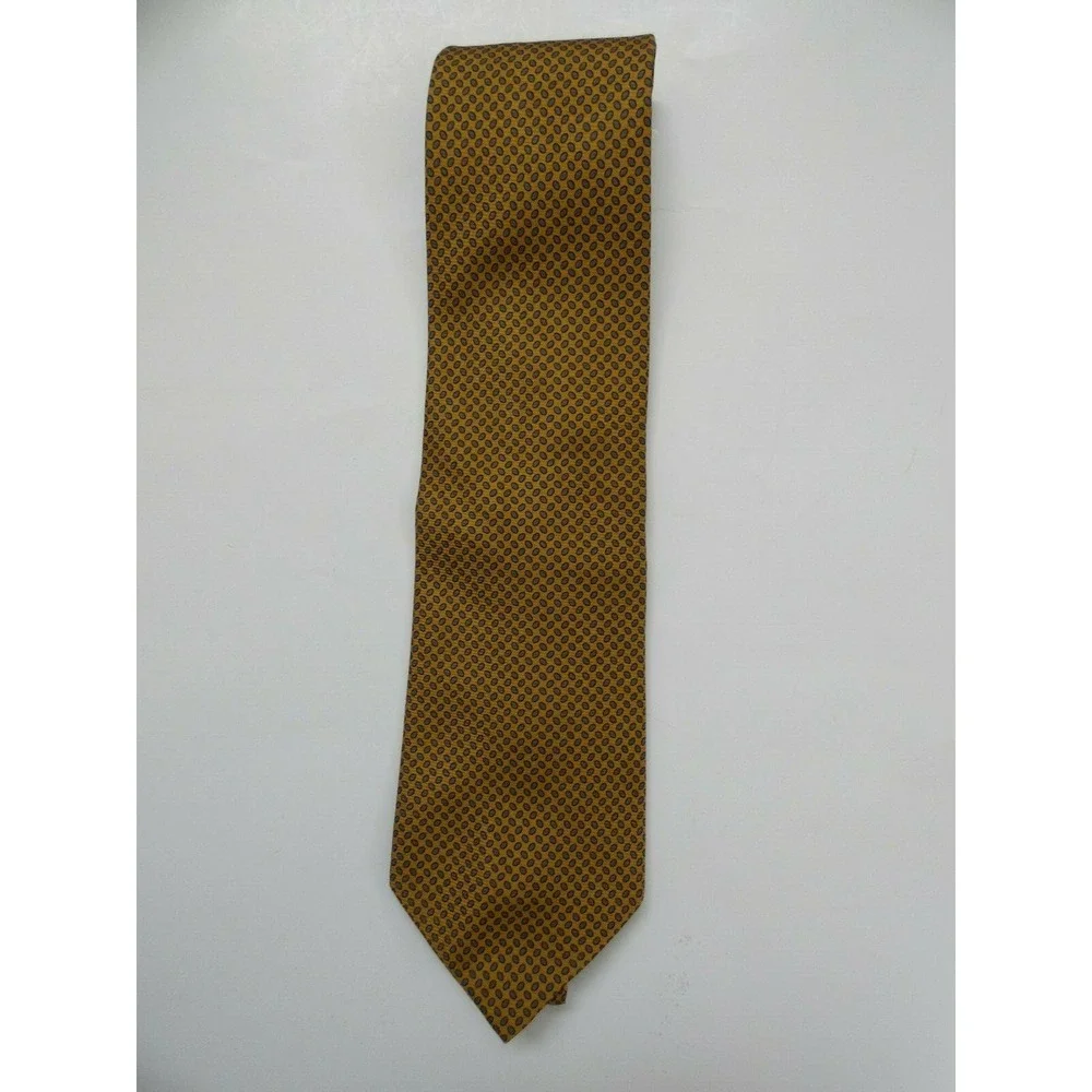 Vintage Brooks Brothers Tie Necktie Yellow Geometric Oval Dots 100% Silk USA‎